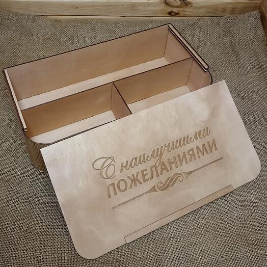 Коробка для вина с отделами, коричневая