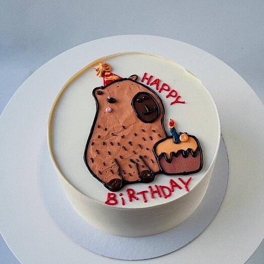 Торт на 1 кг с капибарой "Happy Birthday"