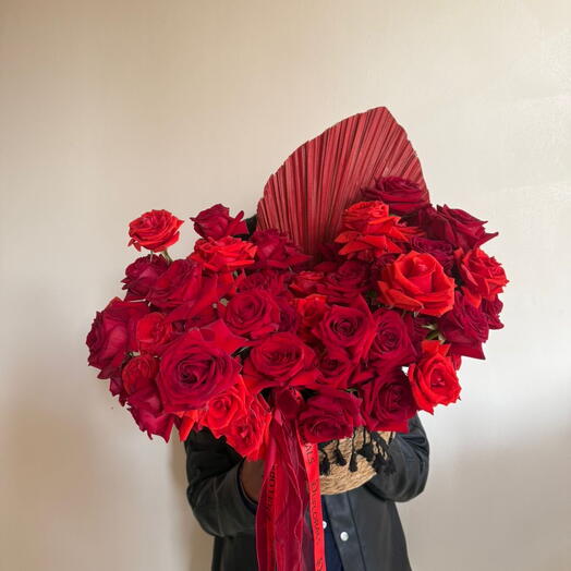 Red roses in a basket