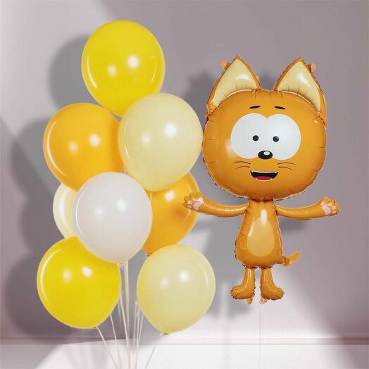 Веселый котик и 10 шариков