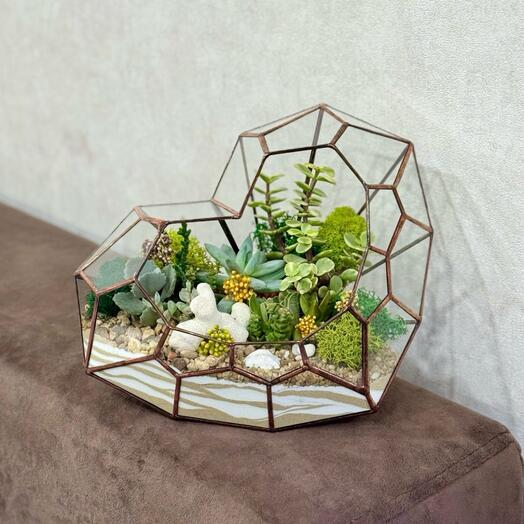 Флорариум «Ажурное сердце» подарок на день рождения