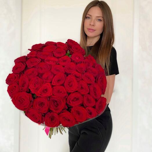 Bouquet Red Roses Red Naomi 80cm