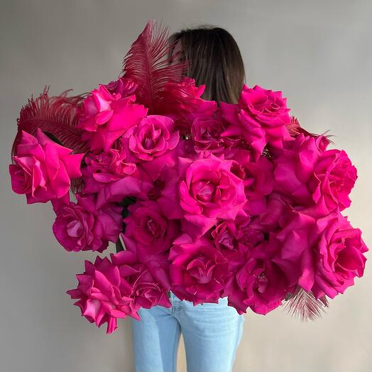 25 pink grand roses
