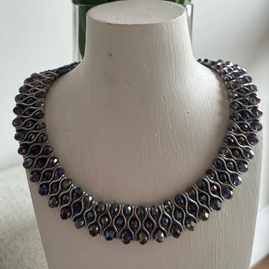 Purple and silver color necklace
