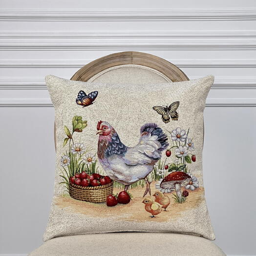 Funda de Cojin Decorativa Granja, Gallina