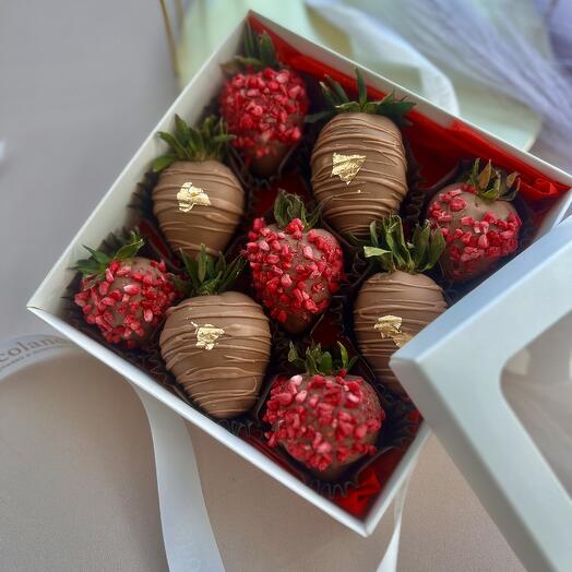 9 fresas cubiertas de chocolate