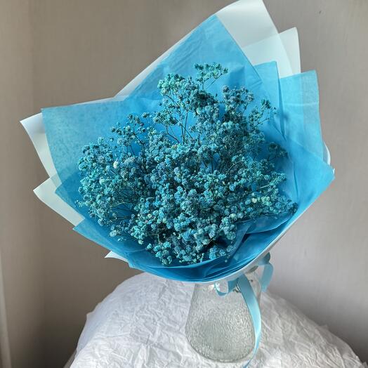 Букет из синей стабилизированной гипсофилы