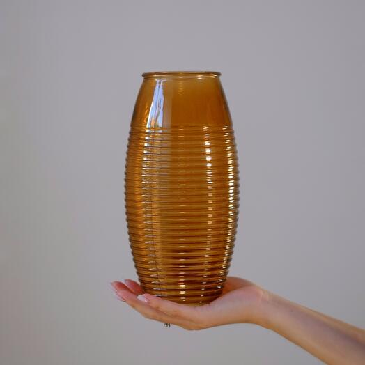 Стеклянная ваза прозрачная коричневая "Лайт"