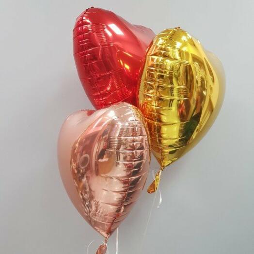 Фольгированные шары. Сердца 3 шт. Шары шарики