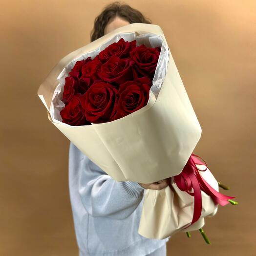 Элегантный букет из девяти красных роз Арт.039