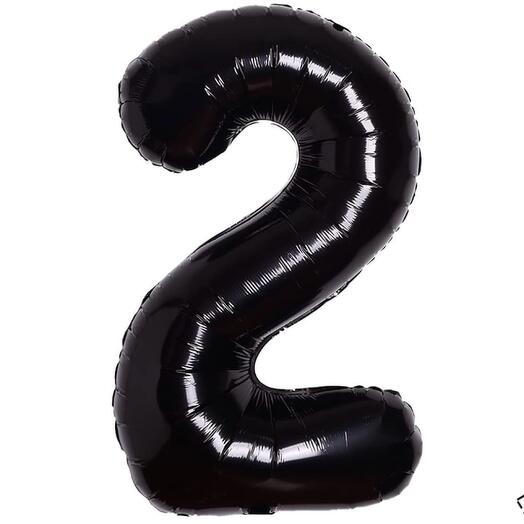 Цифра черная фольгированная "2"