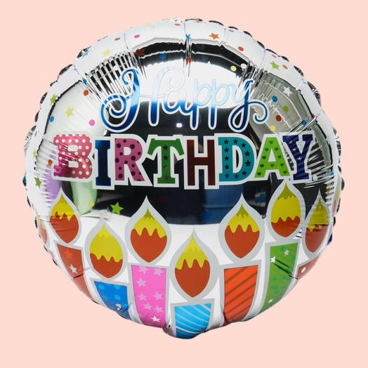 Шар гелий Happy birthday, свечи. Foil helium balloon Happy birthday candle