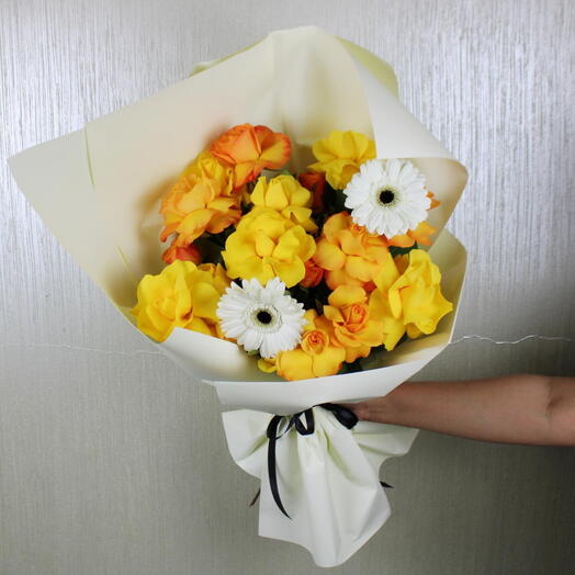 Yellow Orange Rose Bouquet