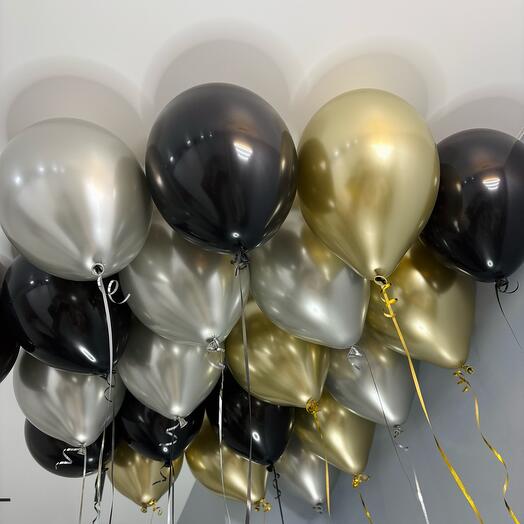 Balloons 20 pieces in black, silver and gold color
