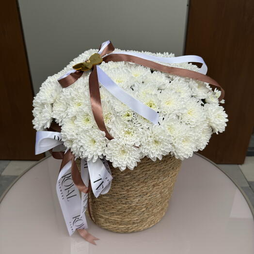 Кашпо из хризантем в размере L