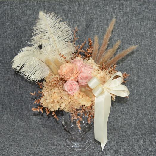 Mix Dried Flowers Pink and Peach Composition