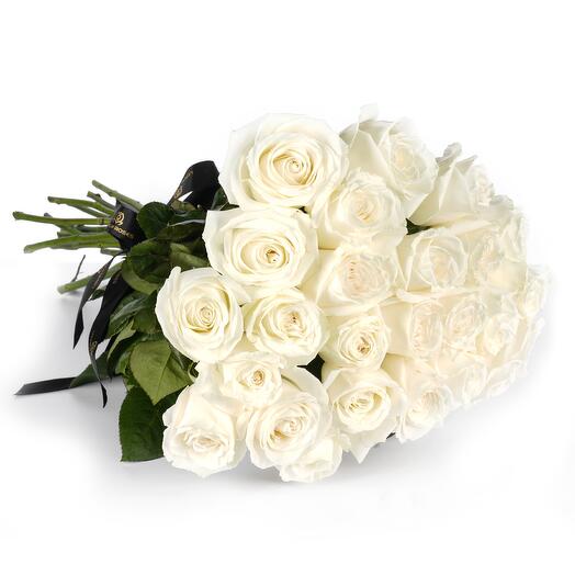 24 stems White Fresh Roses hand Bouquet