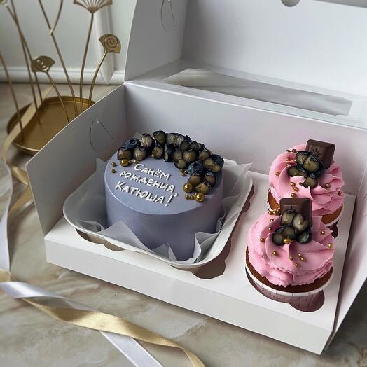 A set of bento cakes and cupcakes as a gift