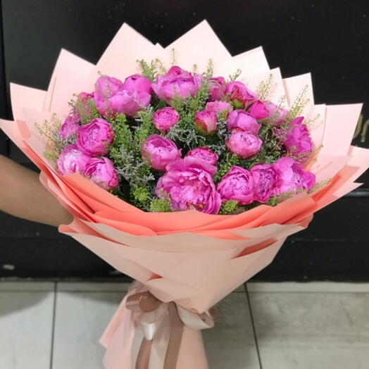 Bouquet of Dark pink peonies