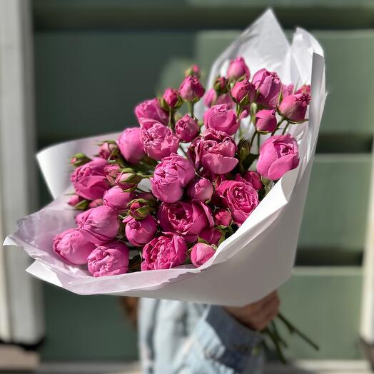Ramo de peonía rosa rosa 7 piezas (mono 026)