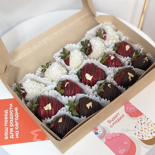 Chocolate-covered strawberries 15 pieces milk white
