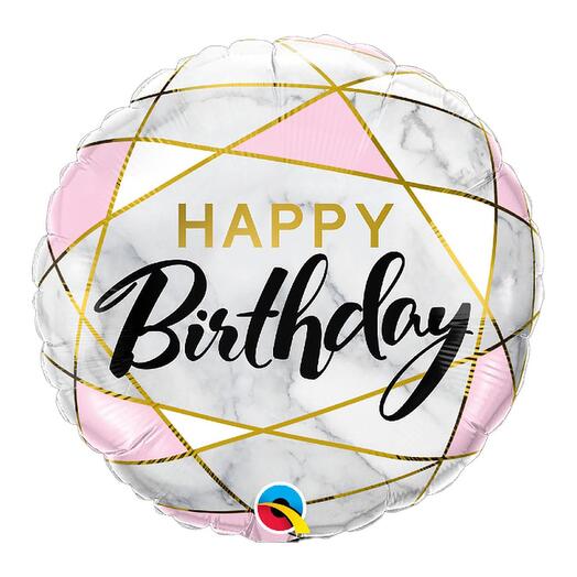 Happy Birthday Marble Rectangles Foil Balloon