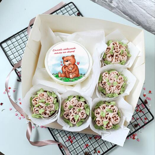 Combo Bento-pastel Favorito de mamá y 5 cupcakes tulipanes