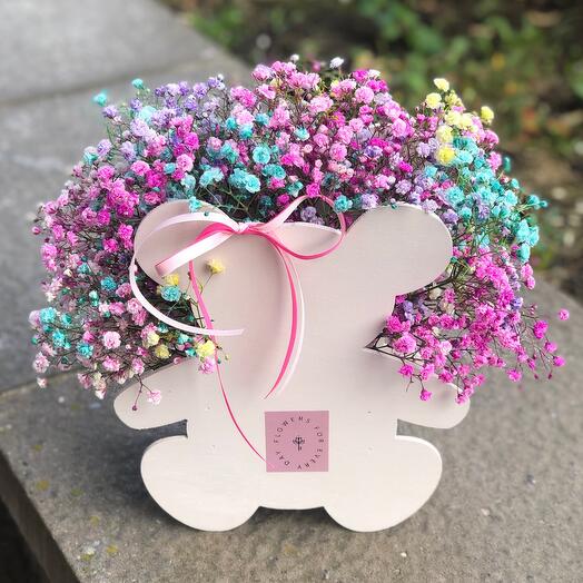 Oso de peluche con gypsophila