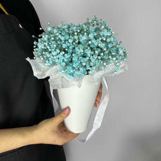 Blue gypsophila in a cone (1 pc.)