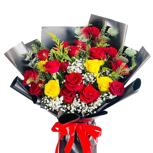 Vibrant Red and Yellow Bouquet - A Burst of Color and Joy