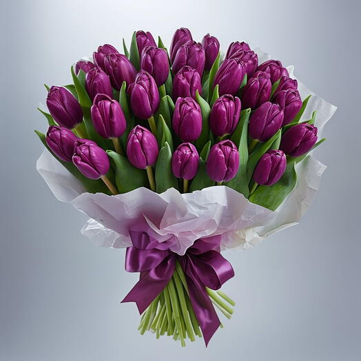 50 Premium Purple Tulips Bouquet