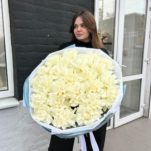 Французские розы белые, 25 роз