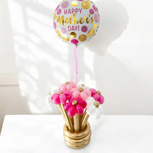 Ramo De Flores Con Globos Margarita Happy Mother Day Ferrero