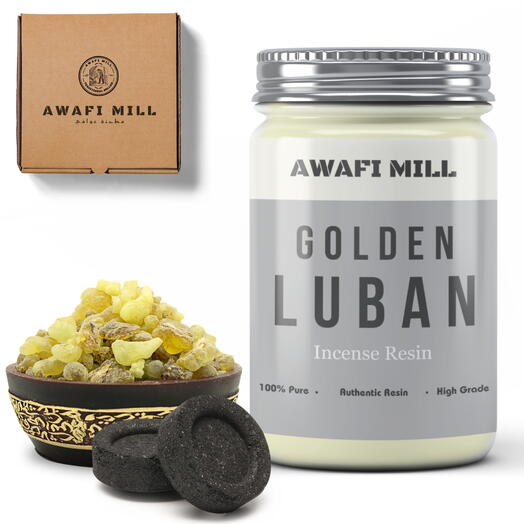 AWAFI MILL Golden Luban | Charcoal Tablet - Bottle of 100 Gram with 20 Charcoal Piece