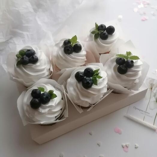 Набор Шоколадных Капкейков 🧁 со сливочной карамелью и арахисом 6 штук на подарок 🔥