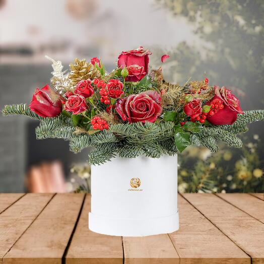 Christmas Box Flowers Arrangment