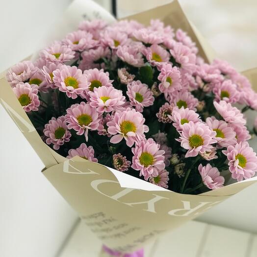 Mono bouquet of 9 Santini chrysanthemums