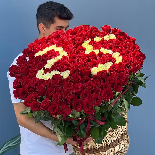 Basket of roses with numbers