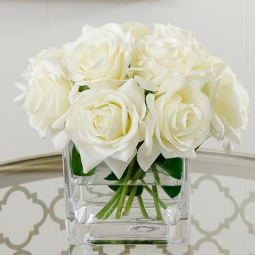 Real Touch White Roses
