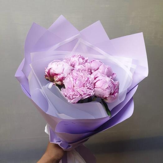 7 pink peonies