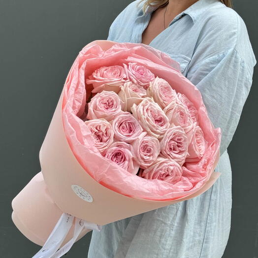 15 Pink Garden Roses Bouquet