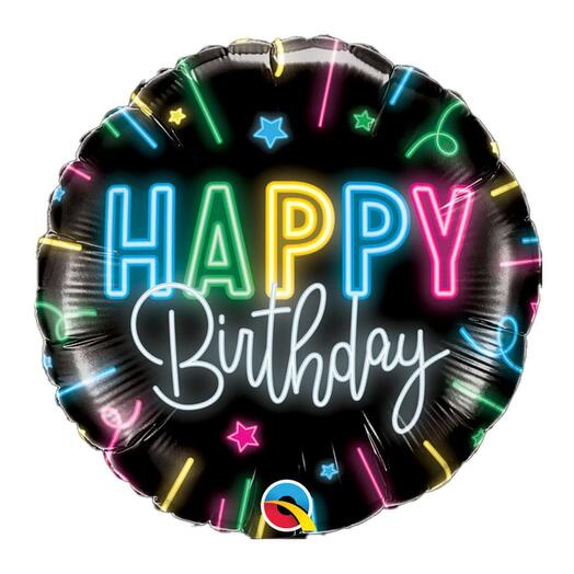 Happy Birthday Neon Glow Foil Balloon