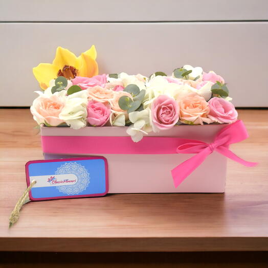 Adorable Baby Girl Collection: Classic Box Arrangement with Pink Spray Rose and Hydrangea