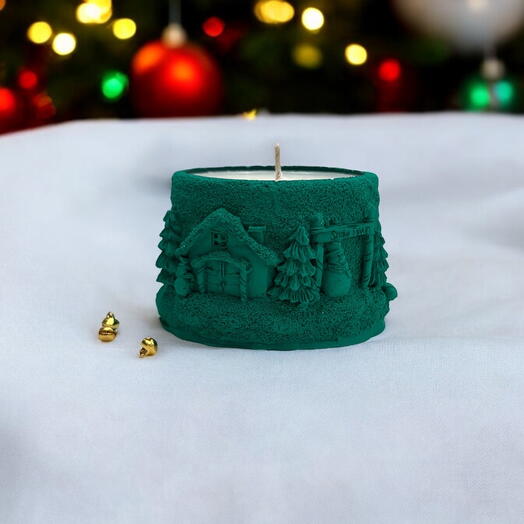 Christmas Village Ceramic Candle