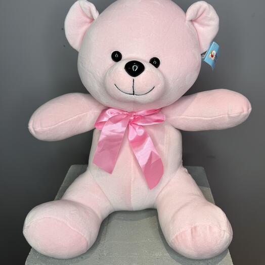 Мишка розовый с бантом