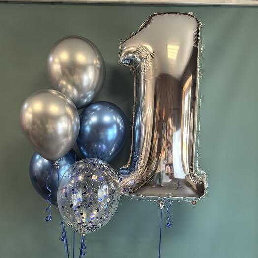 Набор шаров "Серебро и хром" с любой цифрой