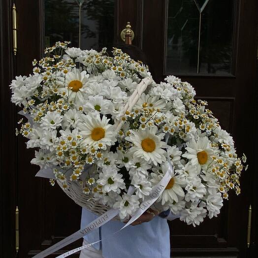 Корзина с летними ромашками