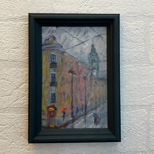 Картина маслом в раме "Кадетская линия"