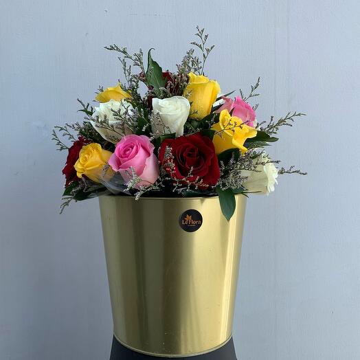 Golden Vase Flower Arrangement
