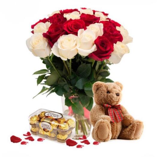 Combo of Rose,Chocolate And Teddy Bear